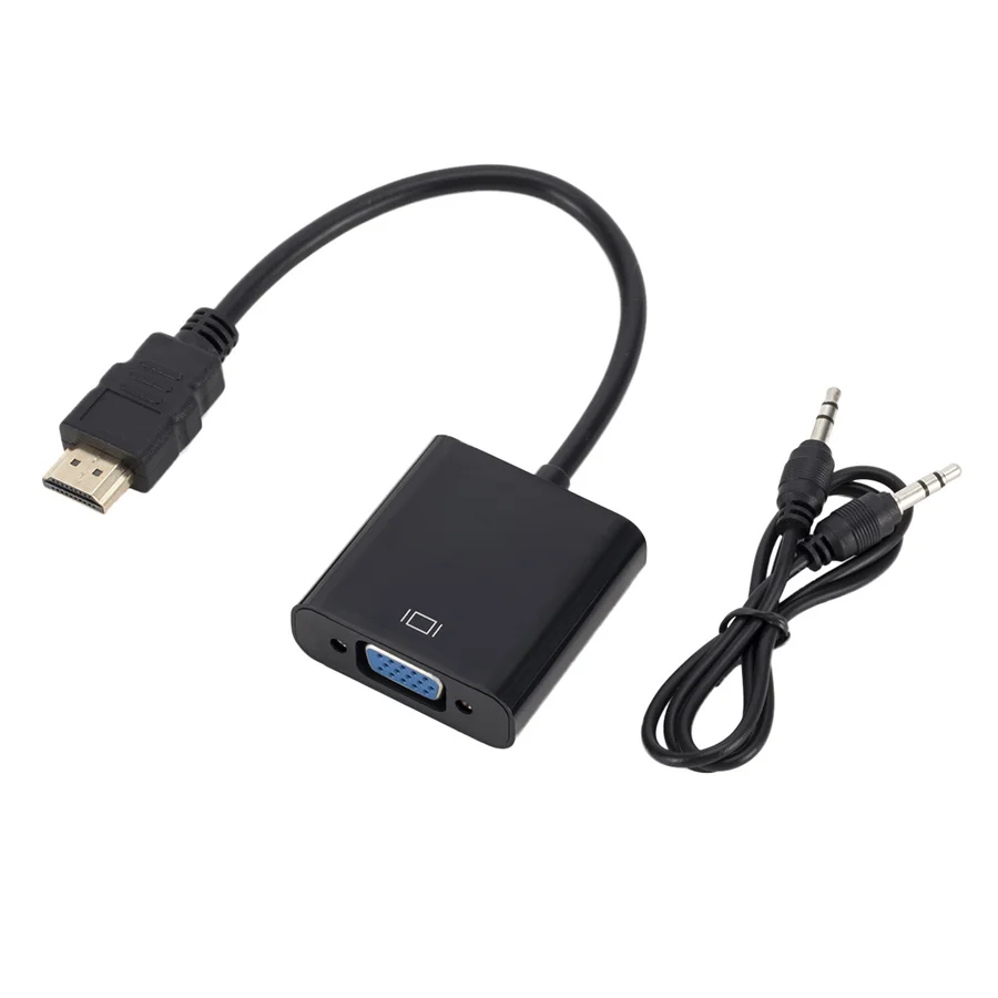 HDMI-compatible TO VGA Adapter Cable Male To Famale Converter 1080P VGA Jack 3.5 AUX Cable USB Power For PC Laptop projector TV