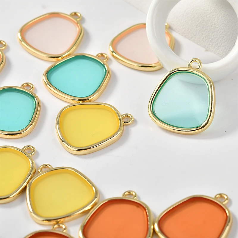 DIY handmade alloy drip oil transparent geometric color matching teen earrings material Accessories