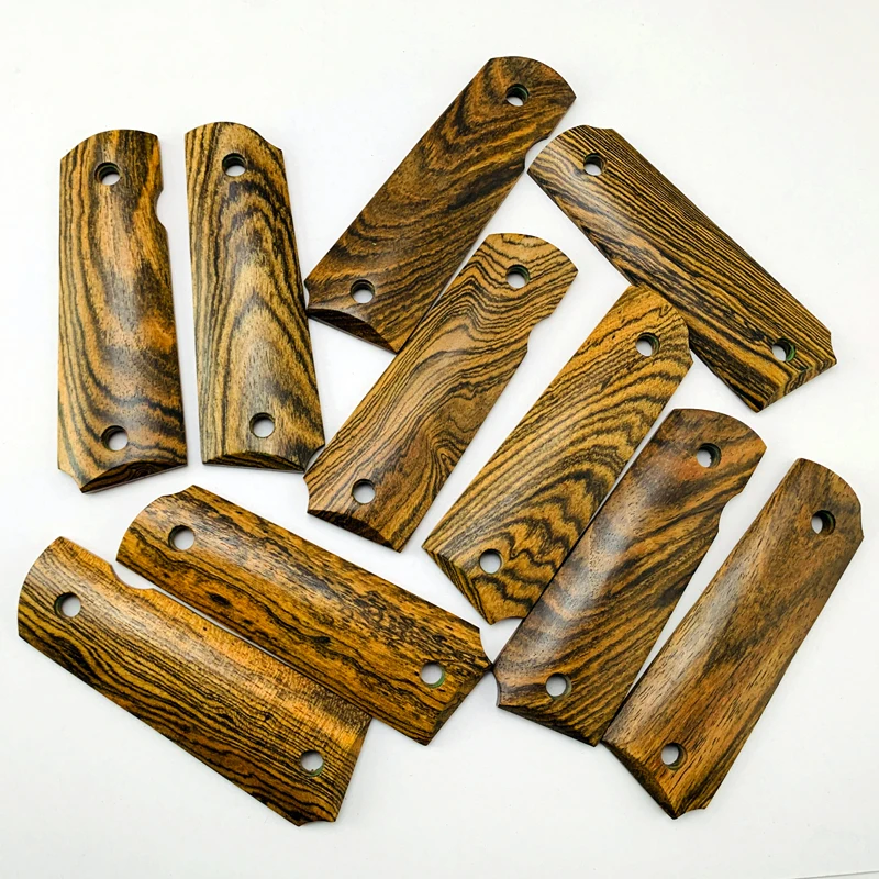 1 par de empuñaduras 1911, sándalo dorado Natural, tiras cruzadas de madera, empuñaduras de madera, parche, empuñaduras personalizadas, empuñaduras CNC