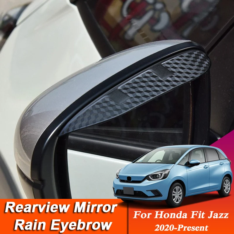 

Car-styling For Honda FIT JAZZ 2020-Present Carbon Fiber Rearview Mirror Eyebrow Rain Shield Anti-rain Cover External Accessory