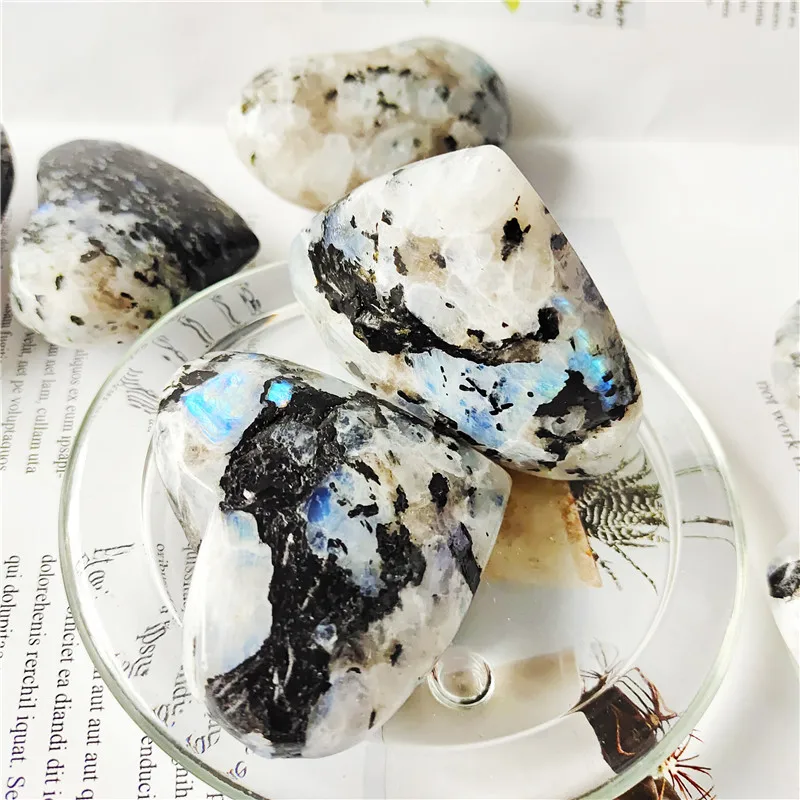 Blue Moonstone Love Heart Shape Luck Fortune Success Abundance Reiki Crystal