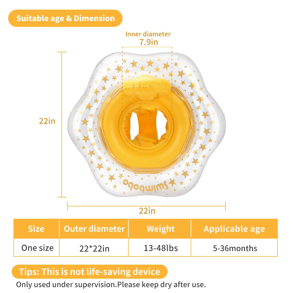Flotador de natación para bebé, asiento inflable circular, accesorios de piscina para niños, anillo flotante de estrella de verano de PVC para niños