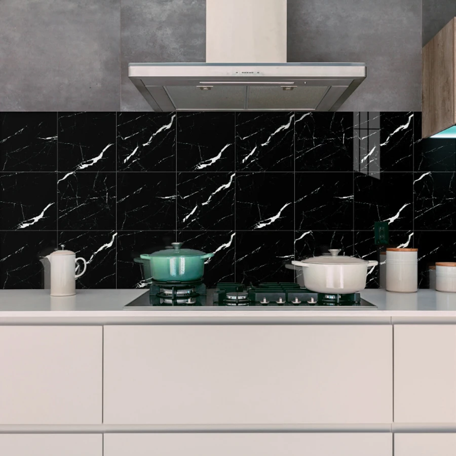 PVC Floor Sticker Self-adhesive Waterproof Plastic Floor Wallpaper Wear-resistant Marble Kitchen Oil-proof Wall Stickers 30x30cm