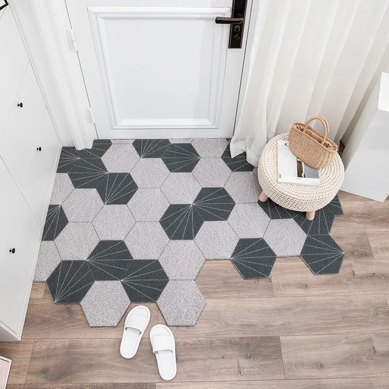 

Hexagon Doormat Carpet PVC Floor Mats Carpet Kitchen Mat Bathroom Mats Carpet Non-slip Can Be Cut Mats Carpet Entrance Doormat