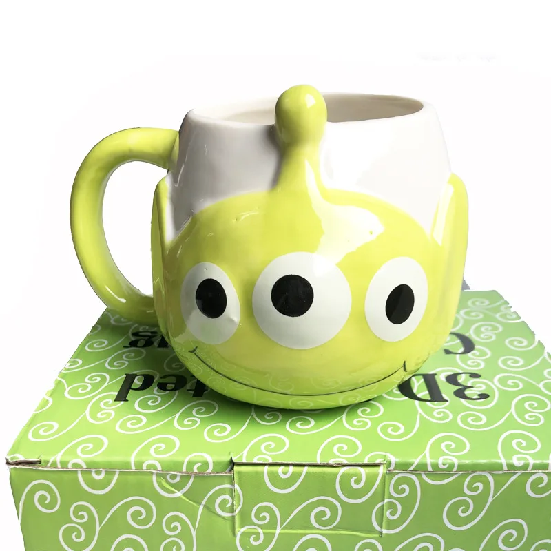 

300ml Ceramic Mug Water Cup Three-dimensional Cartoon Three-eyed Monster Cute Creative Modeling Coffee Milk Container Drinkware