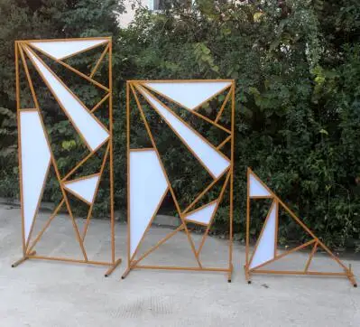 New wedding props shaped screen iron art triangle oblique triangle decoration wedding stage road flower frame decoration