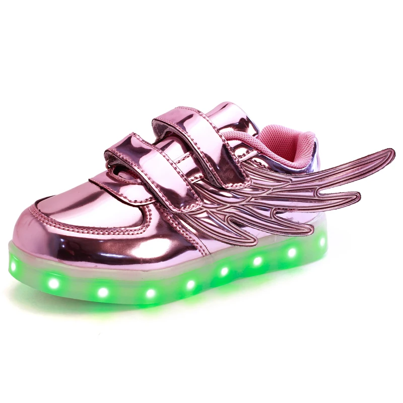 UncleJerry-Zapatillas luminosas con carga USB para niños y niñas, zapatos de moda para correr con luces led