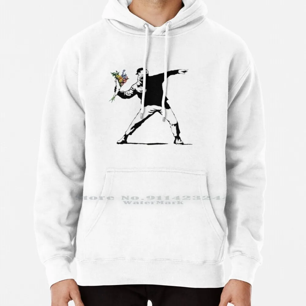 

Banksy Flowers Hoodie Sweater 6xl Cotton Dismaland Banksy Graffiti Street Artist World Peace Flowers Around Anarchy Women