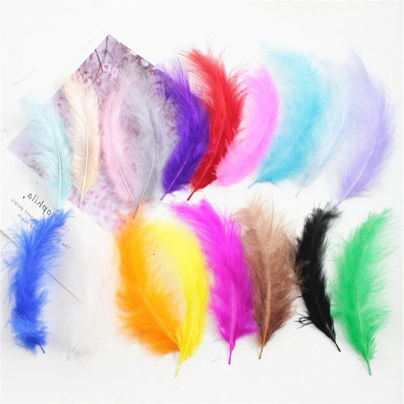 Natural Feathers 10-15cm Turkey Plume 4-6 Inches  Chicken Feather Colorful Plumas Para Manualidades For Wedding Dress Decoration