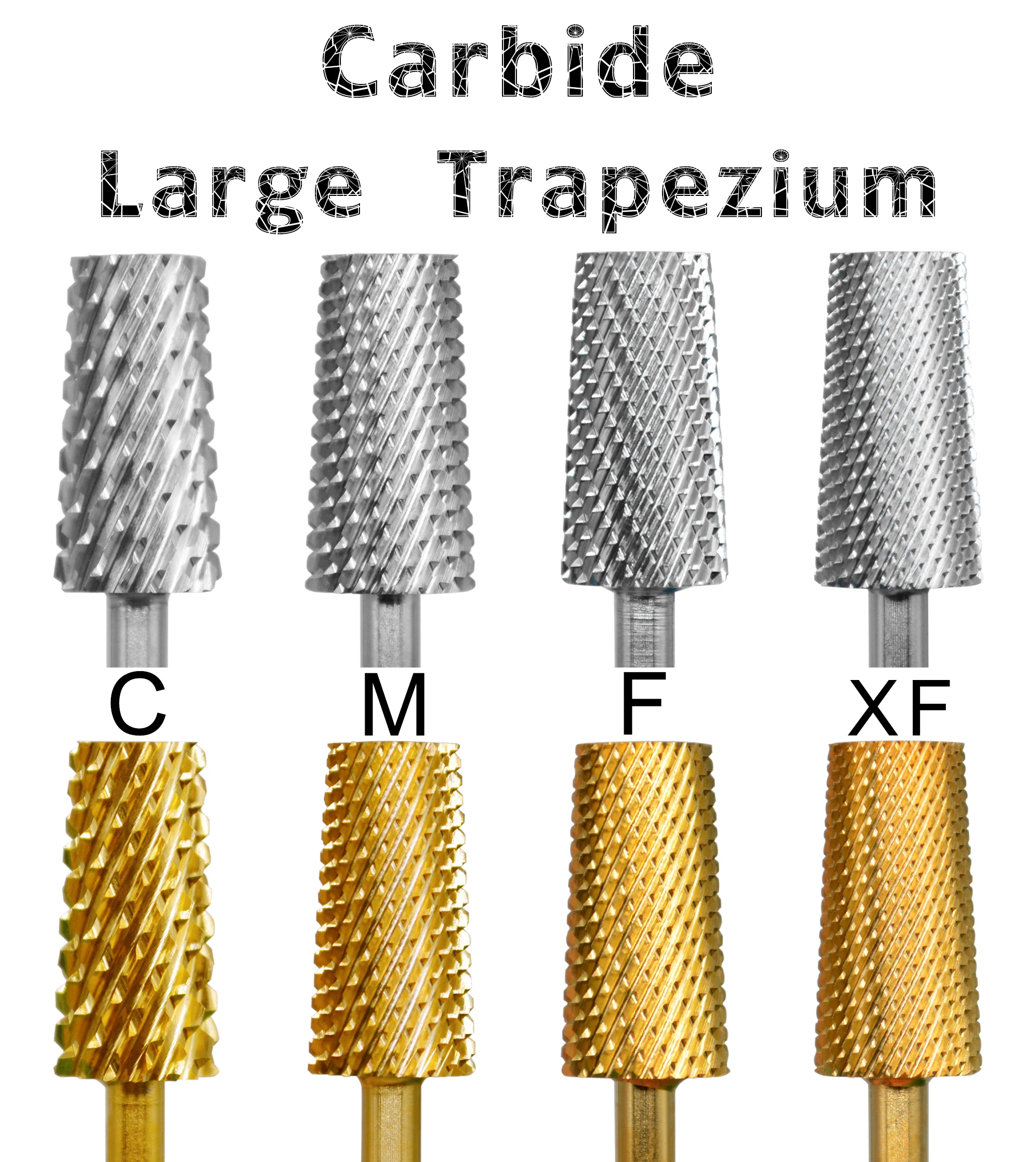 Frez trapezowy RolinStar 6.6, duży, stożkowy, złoty, srebrny, stalowy, węglikowy, do frezowania paznokci, manicure i pedicure.