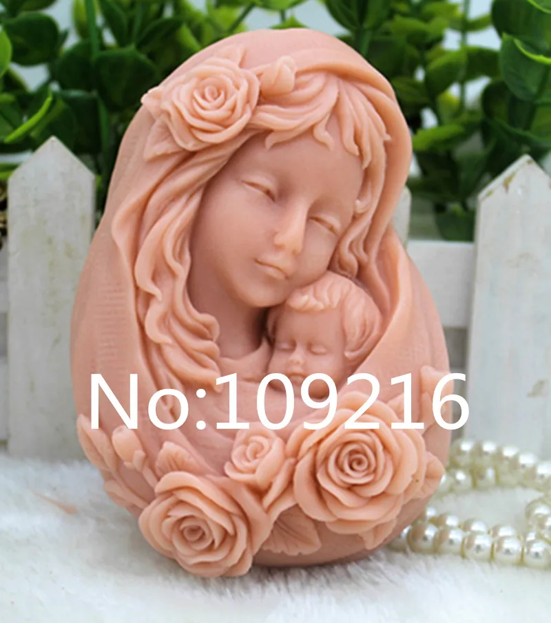 1pcs Mother Son Love (ZX369) Handmade Soap Mold Crafts DIY Silicone Mould