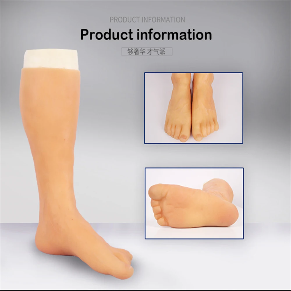 Highly Simulated Human Skin Artificial Limb Fake Silicone Prosthesis Foot Socks Sleeve Leg Tattoo Cover Scars Protect Injured