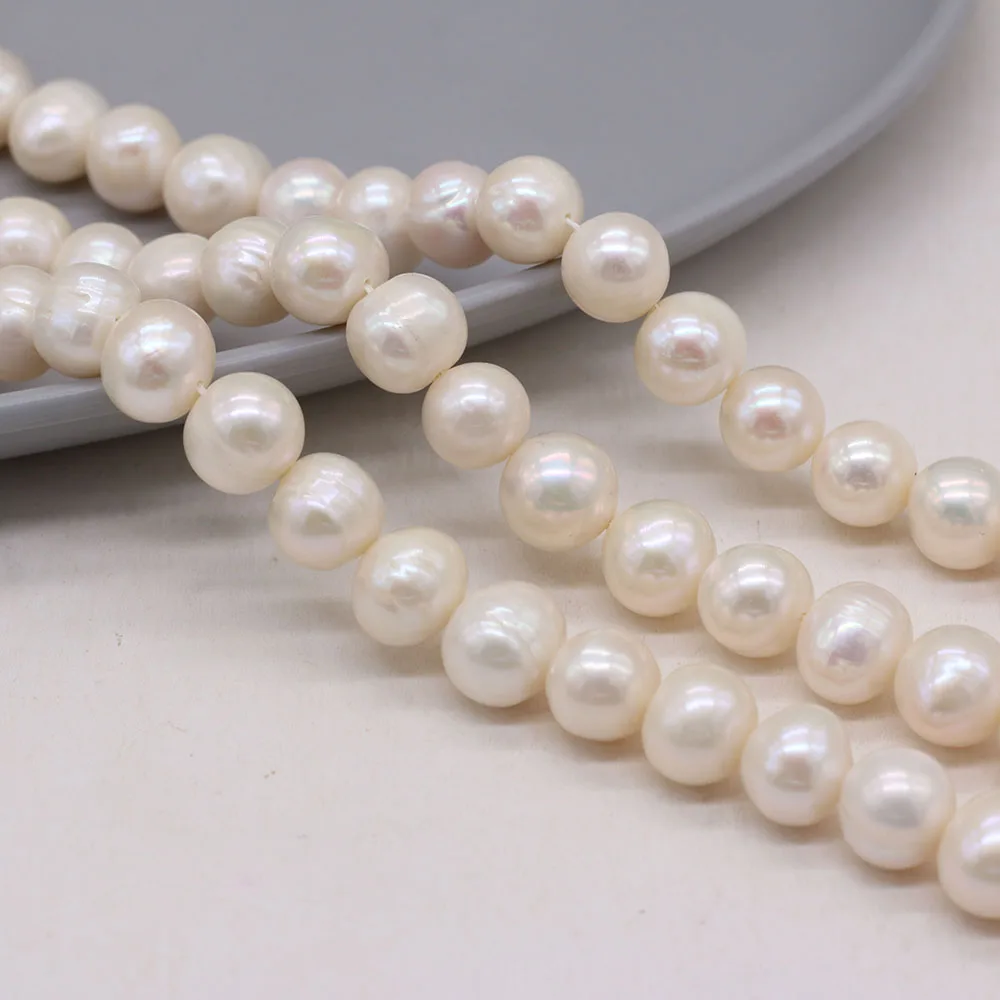 Natural Freshwater Pearl Round Beads White Loose Exquisite Beads For Jewelry Making DIY Charm Bracelet Necklace Accessories 36cm