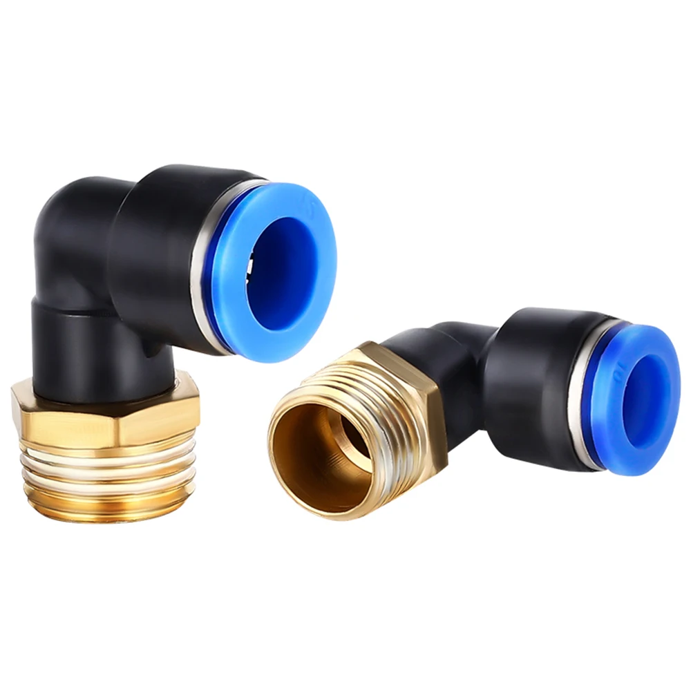 

PL pneumatic quick connector 1/4 3/8 1/2 1/8 BSP external thread trachea L-shaped quick plug hose outer diameter 6 8 10 12mm