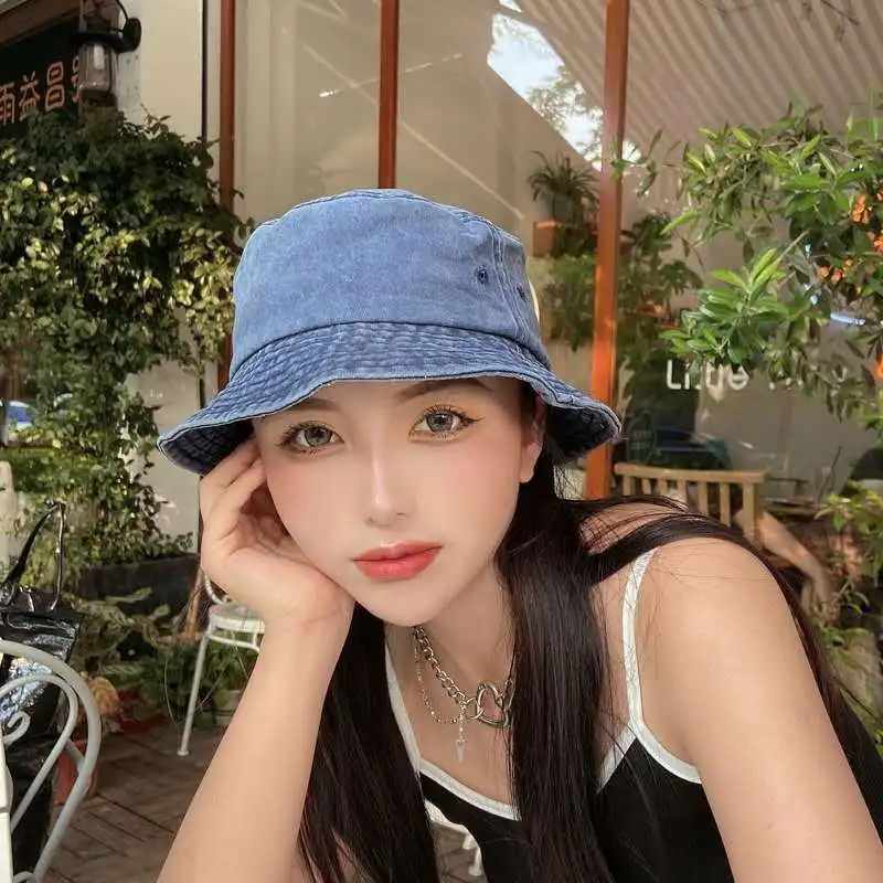 Summer Washed Denim Bucket Hats Women Foldable Fisherman Hat Men Fashion Bob Caps Hip Hop Gorros Men Women Panama Bucket Cap