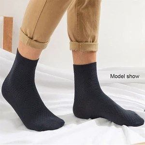 10 pairs/lots of men's bamboo fiber socks 2023 new compression autumn long black business casual man dress half gift plus size 42-45 10 Main Half -Long Sales - №4