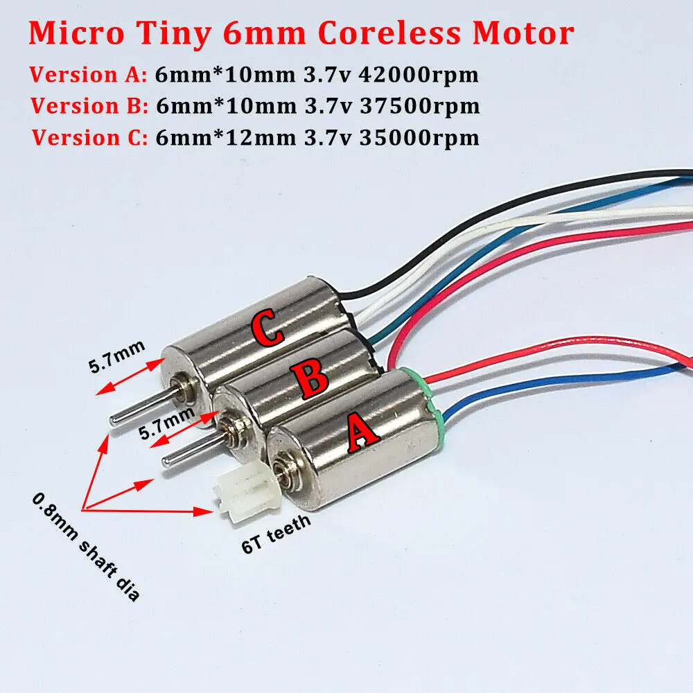 Mini 610 612 6mm*10mm/ 6mm*12mm Coreless Motor DC 3.7V 42000RPM/ 37500RPM/ 35000RPM High Speed High Power Toy RC Drone