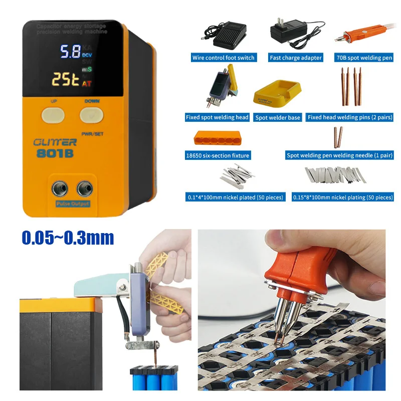 11.6KW LED Digital Display 801B Storage Capacitor Battery Spot Welding Machine Portable Small Spot Welder 100 ~ 240V