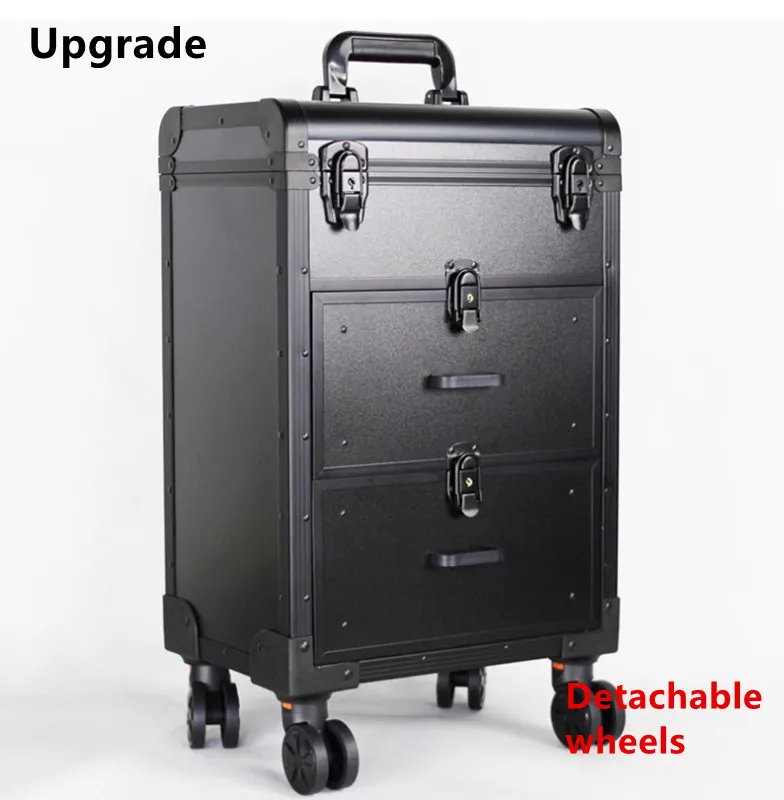 Professional makeup trolley case large capacity luggage bags cosmetology multilayer aluminum frame cosmetic bag travel suitcase