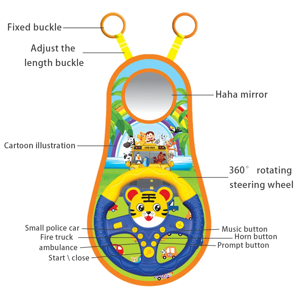 Copiloto de coche de juguete con simulación de modelo Animal, volante con sonido, Base Iight, juguetes de música para Educación Temprana, regalo