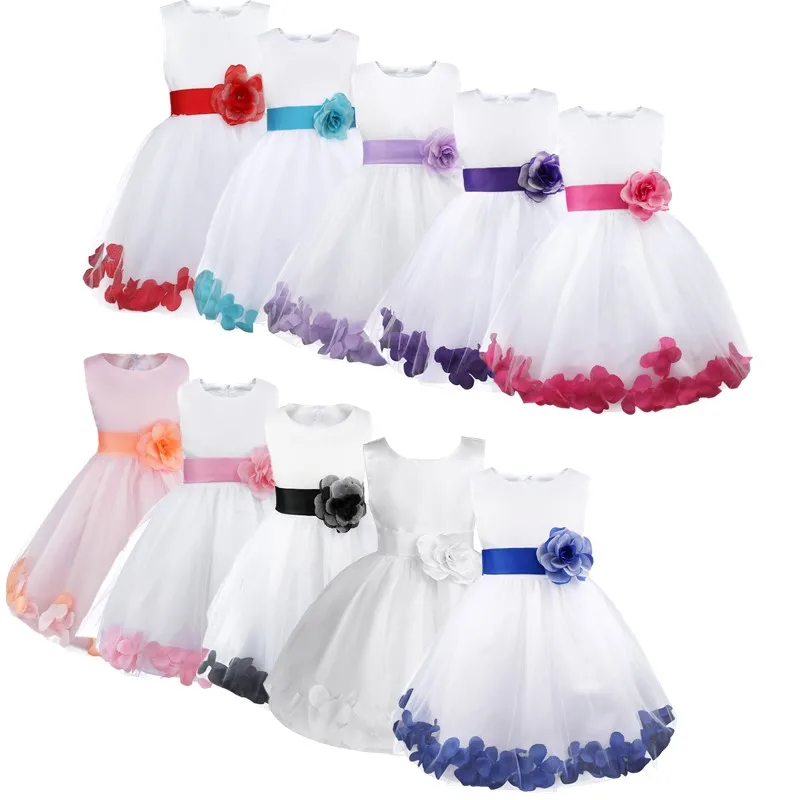 Kids Girls Elegant Flower Tulle Princess Dress Pageant Wedding Birthday Party Dresses Ball Gown Formal Tutu for Bridesmaid Prom