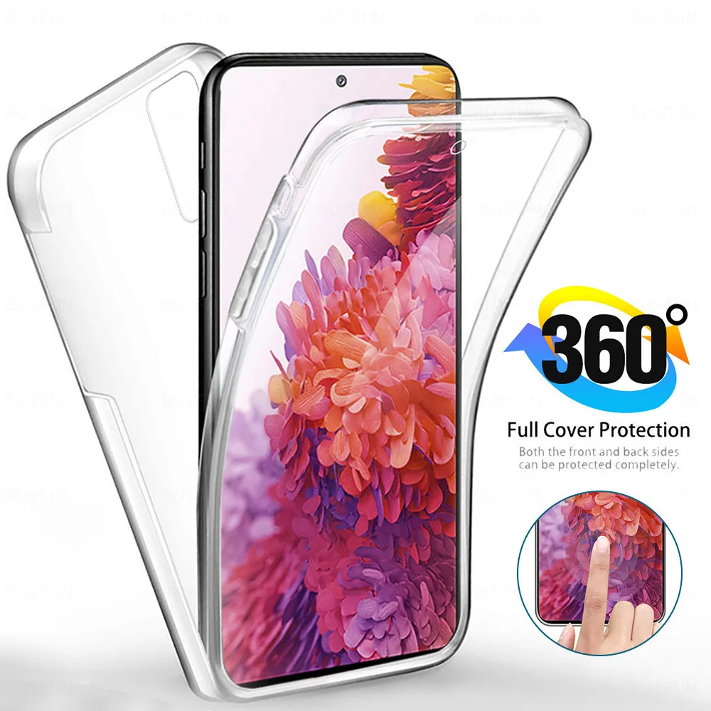 360° Full Body Double case for Samsung S20 FE Transparent soft TPU Silicone cover for Samsung s 20 s20fe  protector phone cover