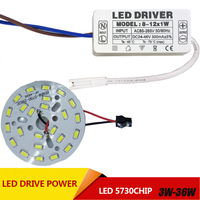 3W 7W 12W 18W 24W 36W 5730 SMD Light Board Led Lamp Panel For Ceiling + AC 100-265V LED power supply driver combination