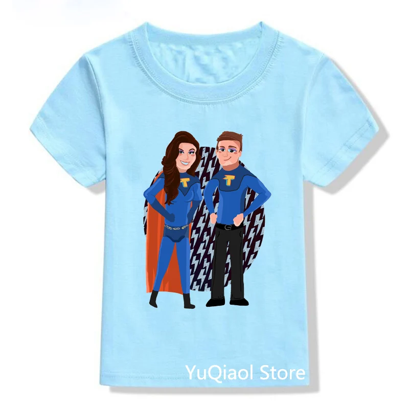 High Quality Summer Boys T-Shirts Blue T Shirt The Thundermans Cartoon Tshirts for Children Kids Clothes Camisetas Drop Shipping