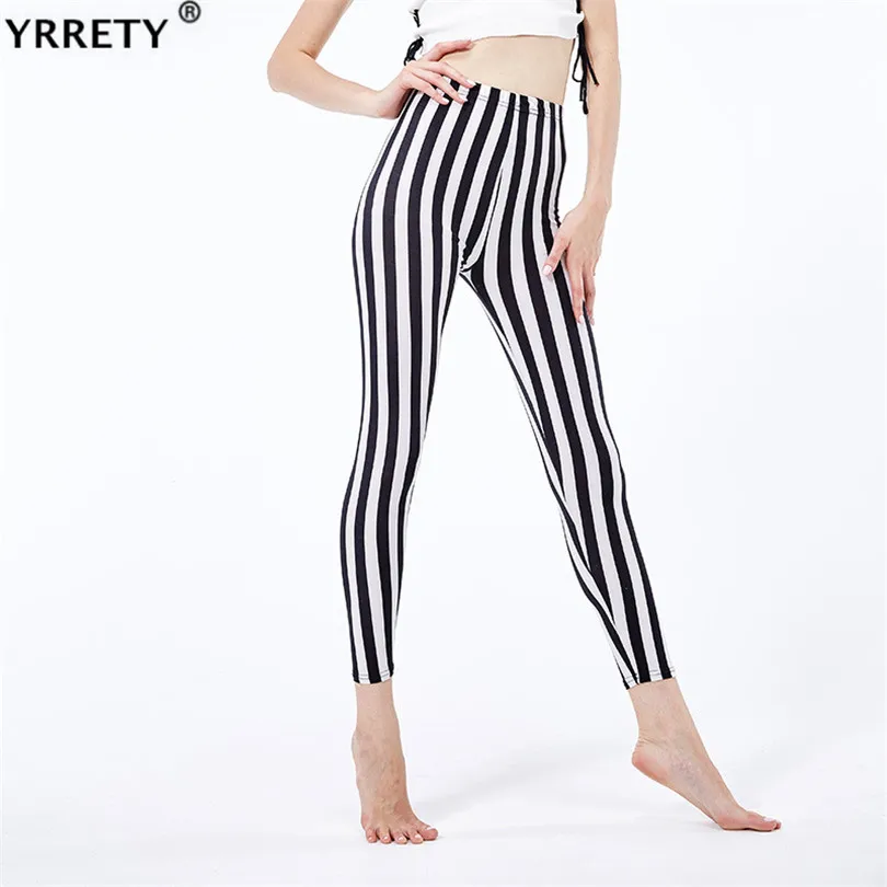 YRRETY Stripe Print Flower Pattern High Waist Push Up Legging Plaid Colorful Pants Fashion Clothing Stretch Flower Star Trousers