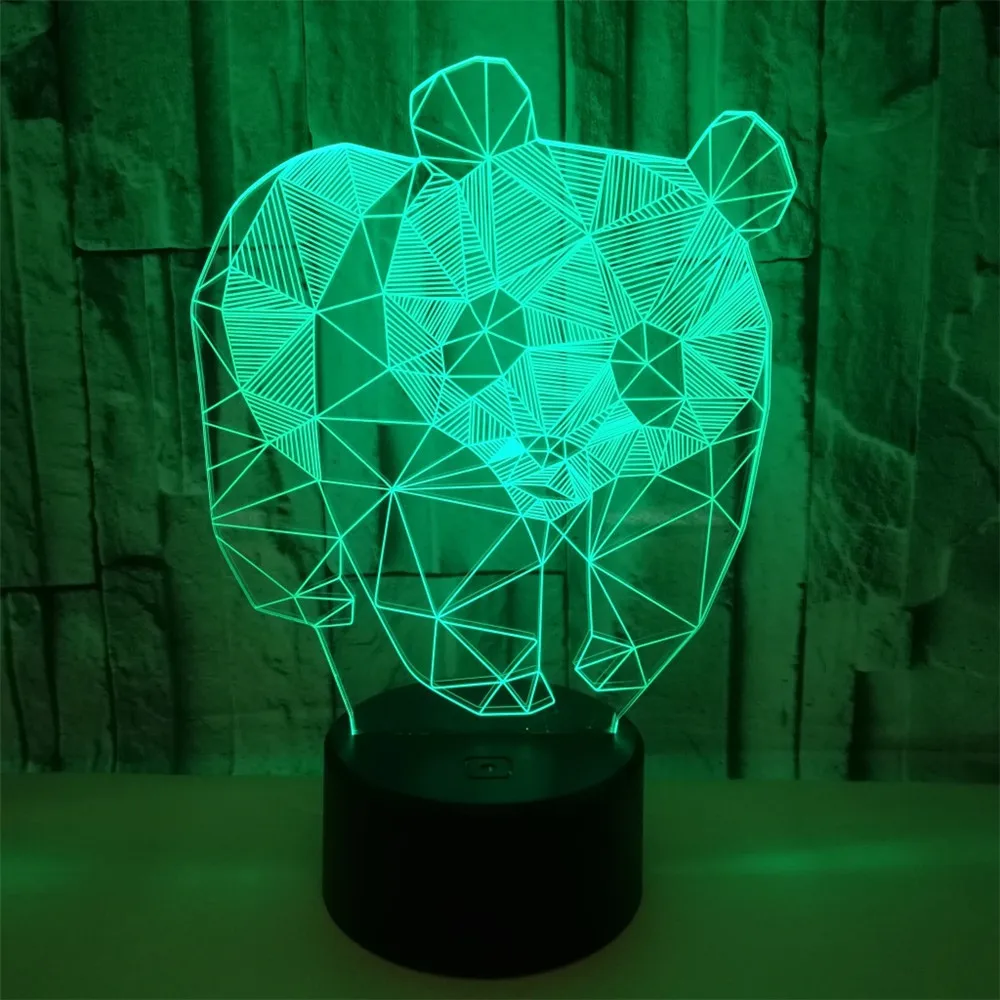 3D Panda LED nowość światła, zasilany bateryjnie, USB, lampka nocna przy łóżku, dekoracja wnętrz, sypialnia, Foyer, 7 kolorów