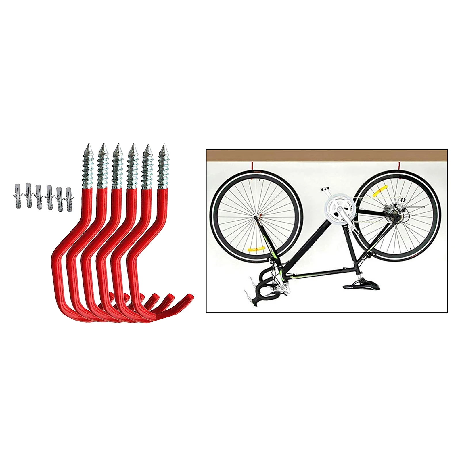 6Pcs/Set Metal Wall Bike Hooks Storage Ceiling Hanger Garden Garage Shovel Spade Broom Mop Organizer Rack Holder Hanging