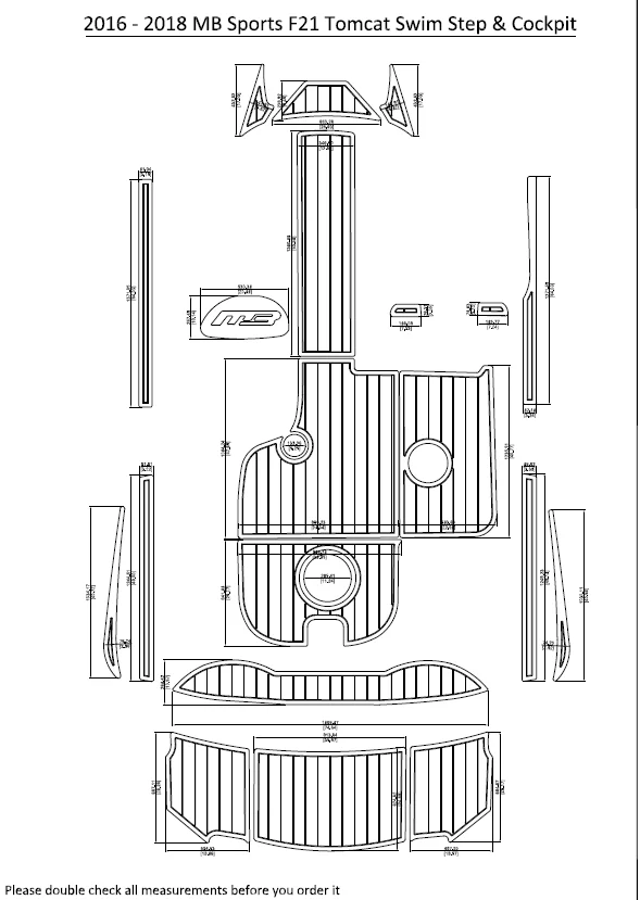 

2016 - 2018 MB Sports F21 Tomcat Swim Step & Cockpit Pad Boat EVA Teak Decking 1/4" 6mm