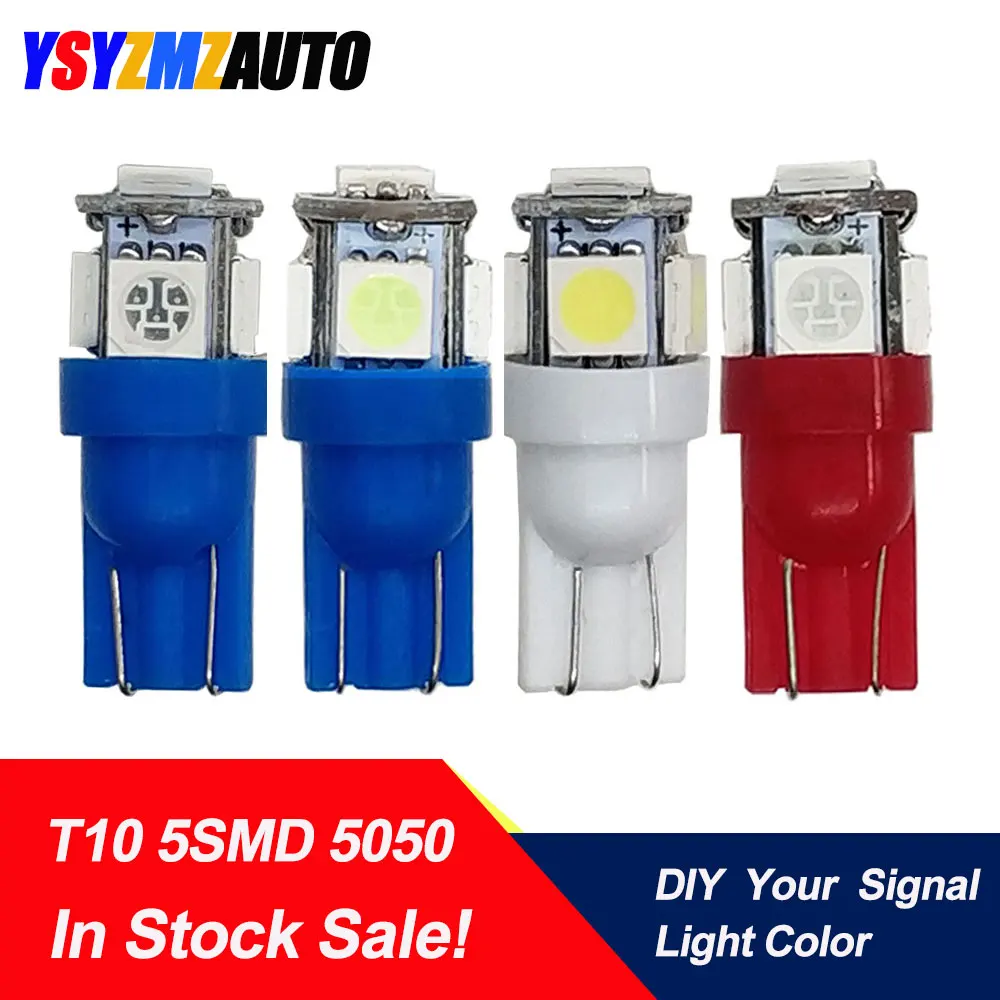 4PCS Auto Signal Lamp T10 W5W Led 194 168 501 Car Interior Lights Dome License Plate Bulb 12V White Red Amber(DIY Your Color)