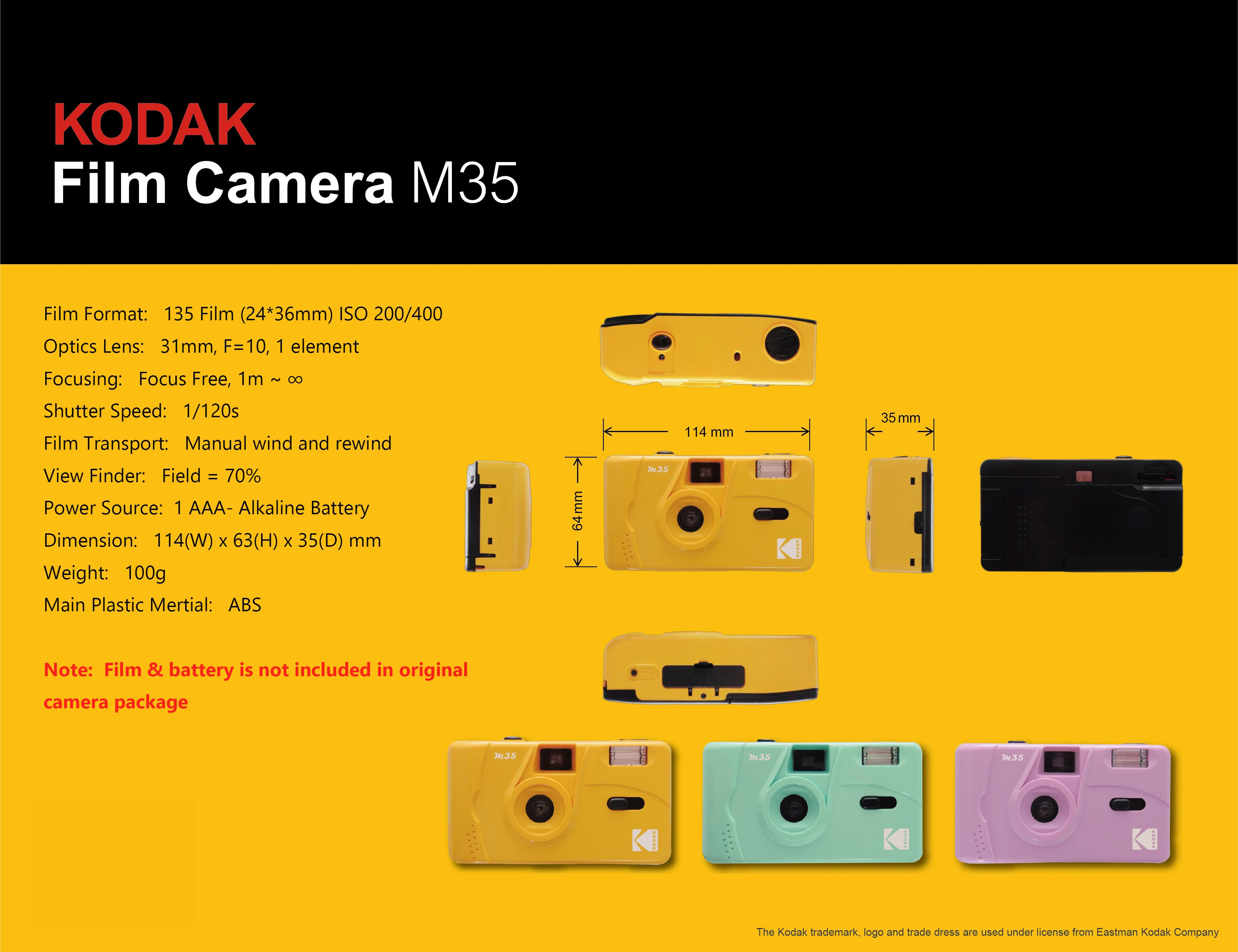 Kodak M35 M38 Film Camera 35MM Retro Manual Film Camera Camera Non-disposable Film Film Machine With Flash Function Instax