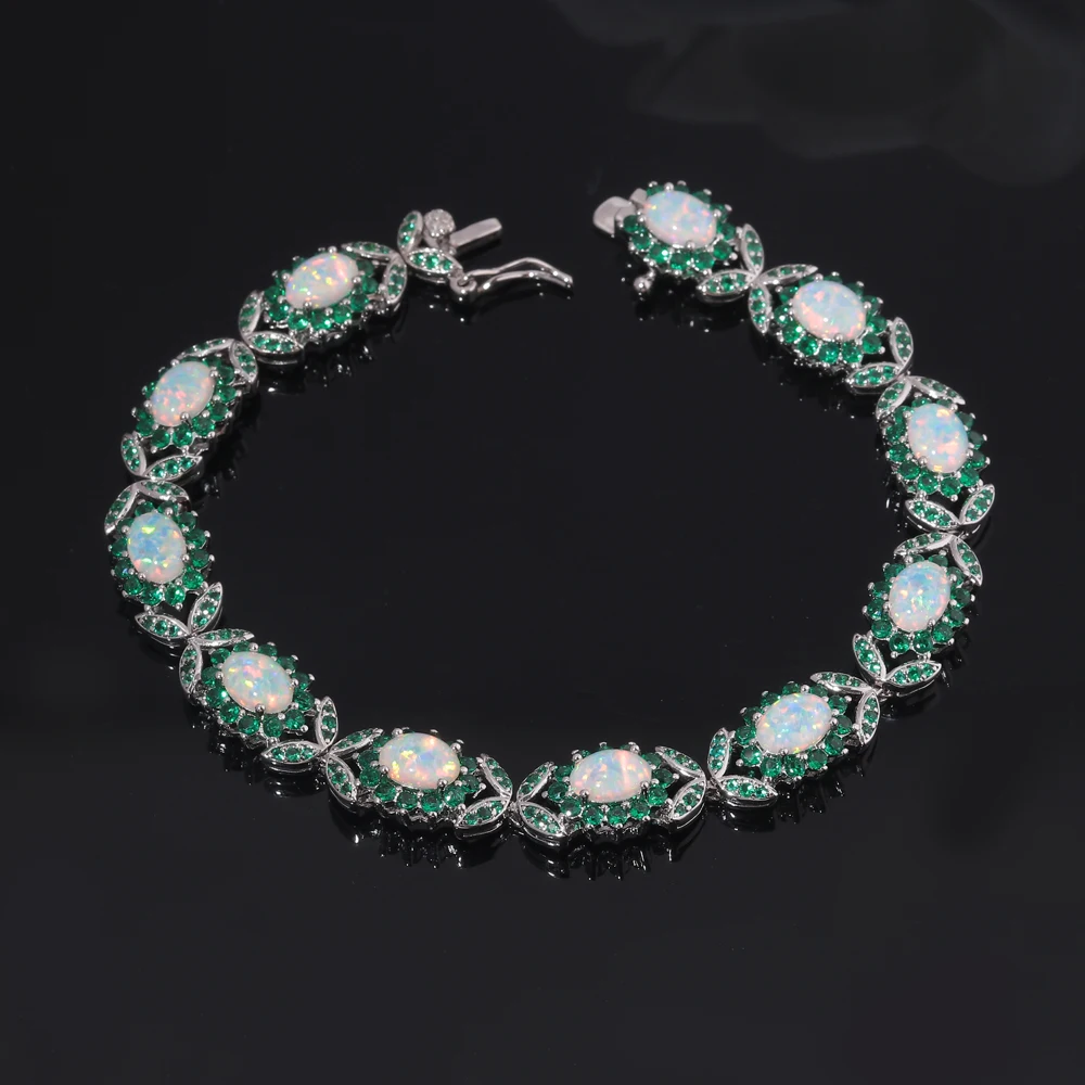 CiNily White Fire Opal Bracelets for Women Wedding Silver-plated for Girls Fashion Jewelrys Luxury Gems Chain Bracelet OS691-92