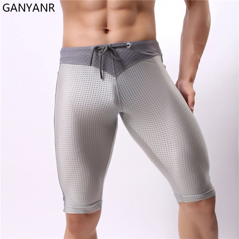 GANYANR Men Running Tights Compression Shorts Leggings Sportswear Gym Fitness Sport Basketball Yoga Training Athletic Jogging