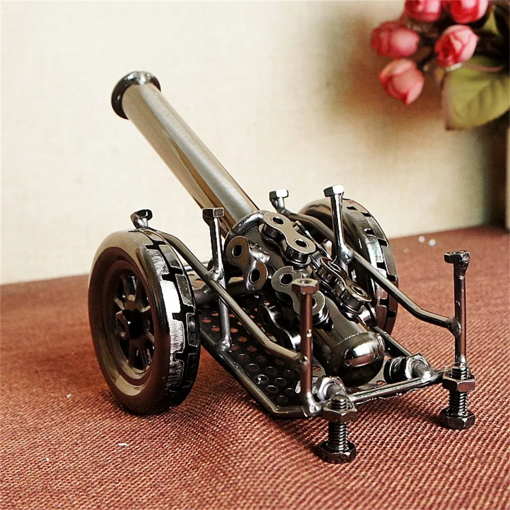 Antique Weapon Decoration Door-Shaped Mortar Cannon Pure Hand Retro Iron Art Small Steel Cannon Model P003