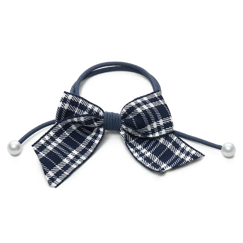 Korean Style Autumn& Winter New Arrival Hot Selling Plaid Fabric Hair Band Plaid Bowknot Butterfly Hair Rope Hair Rings Girls