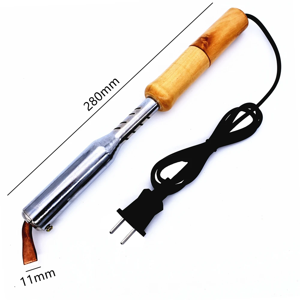 220V 100W Duty Electric Soldering Iron High Power External Heating Pure Copper Chisel Tip Wood Handle Repair Welding Tools