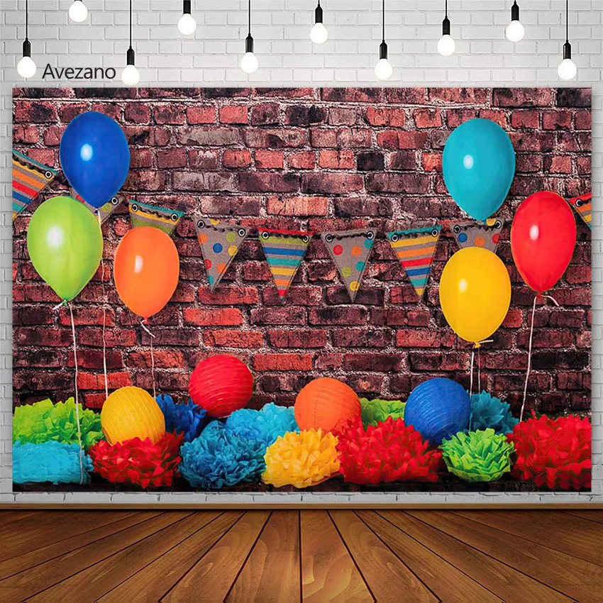 

Avezano Newborn Birthday Portrait Backdground For Balloons Brick Wall Child Photography Backdrops Photo Studio Props Photozone