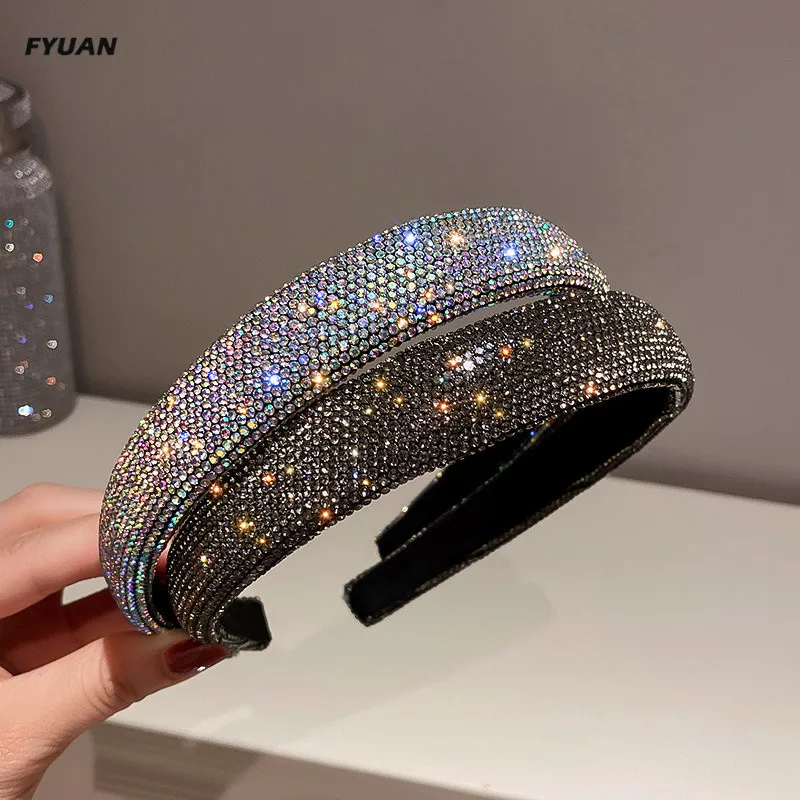 FYUAN Shiny Rhinestone Headbands Silver Color Hairbands Headwear for Women Hair Accessories Jewelry Gifts