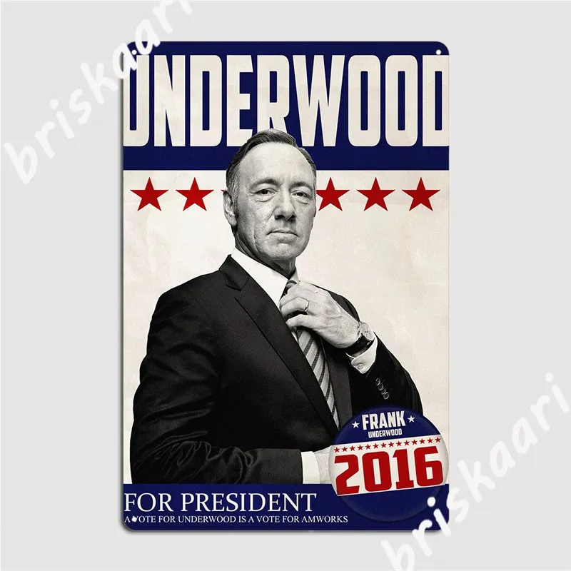 Election Poster For Frank Underwood - House Of Cards Metal Sign Plaques Club Party Mural Printing Tin Sign Poster