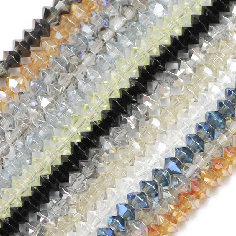 JHNBY spaceship shape Austrian crystal beads 4*6MM 100pcs AB color Double Bicone Loose beads for jewelry making bracelet DIY