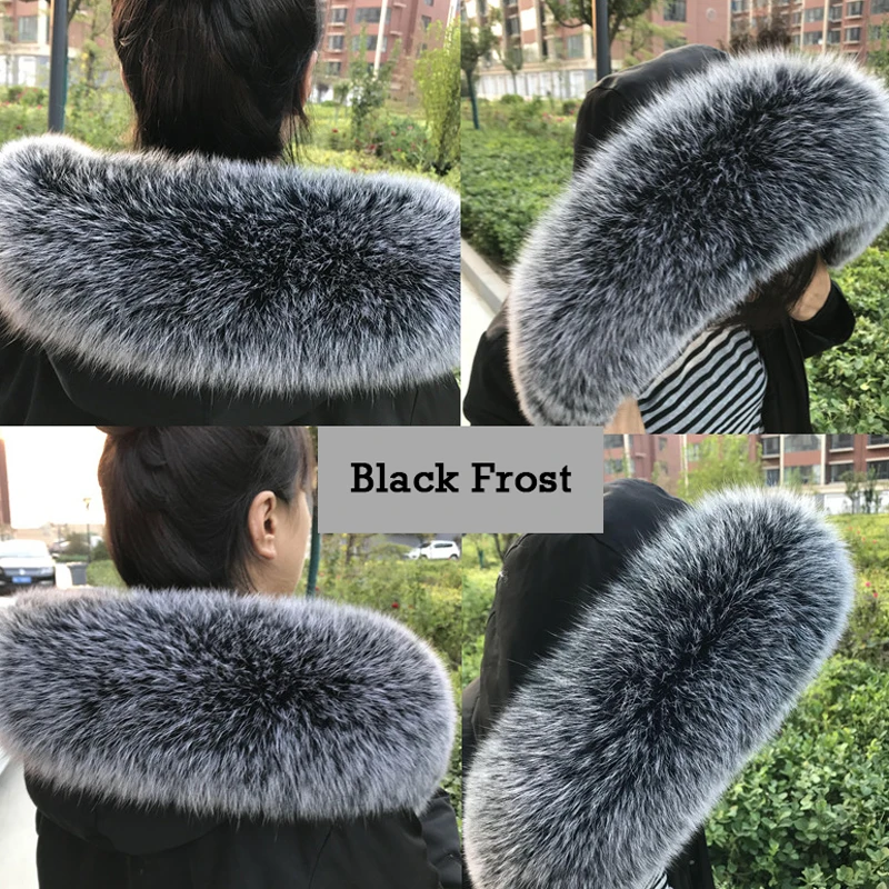 Winter Fox Fur Straight Collar 100% Real Natural Fur Scarf Women Luxury Coat Hood Trim Fur Scarves Genuine Thick Warm Shawl