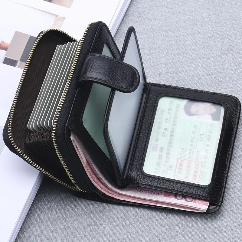 

Genuine leather Men credit card holder 6 colors Men's business card holder RFID Women Wallet for cards Cowhide small male wallet