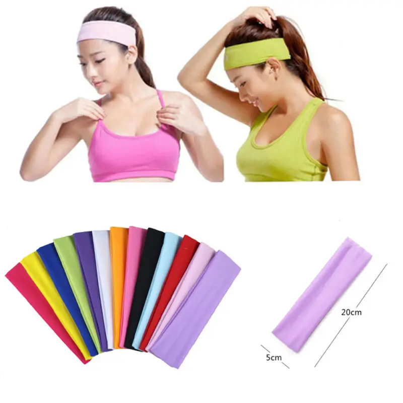 New Fashion Women Ladies Sport Sweatband Headband Yoga Gym Stretch Basketball Hair Band Headwear Black White Pink Red