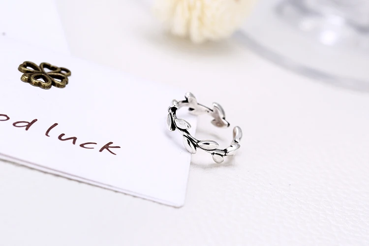 Retro Style 925 Sterling Silver Leaves Open Rings For Women Vintage Jewelry Accessories