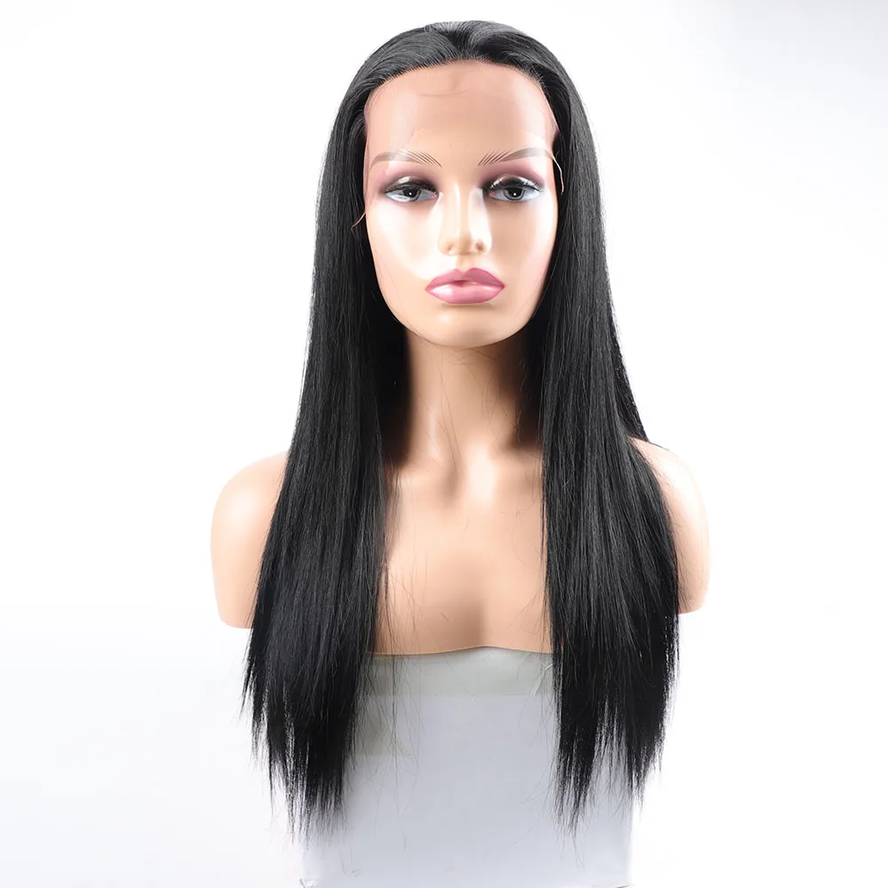 Long Silky Straight Synthetic Wigs for Black Women Highlight Synthetic Lace Front Wig Heat Resistant Futura Fiber Hair Wigs