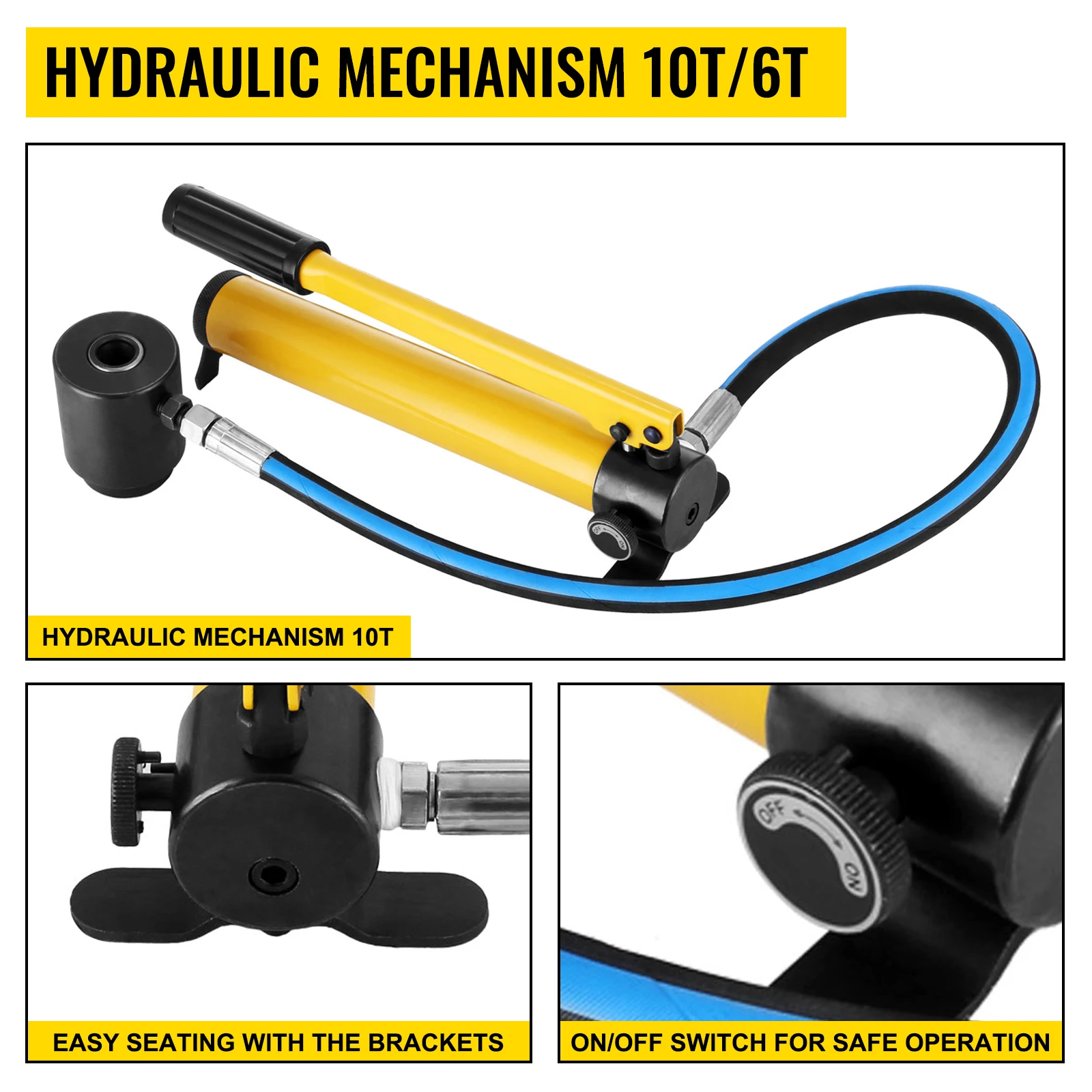 VEVOR 22-60mm Hydraulic Knockout Punch Driver Kit 6 Dies Steel Sheet Hole Opener Repair Tool Cutter Set 10Ton Manuel Hole Digger