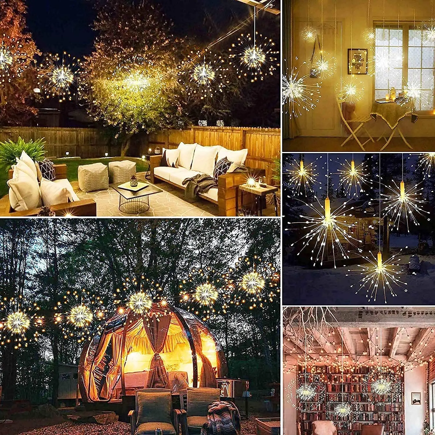 Fogos De Artifício Decorações De Fada Luzes Da Bateria Operado 8 Modos Dimmable Luzes Ano Novo 2024 Para O Casamento/Natal/Decoração Do Partido